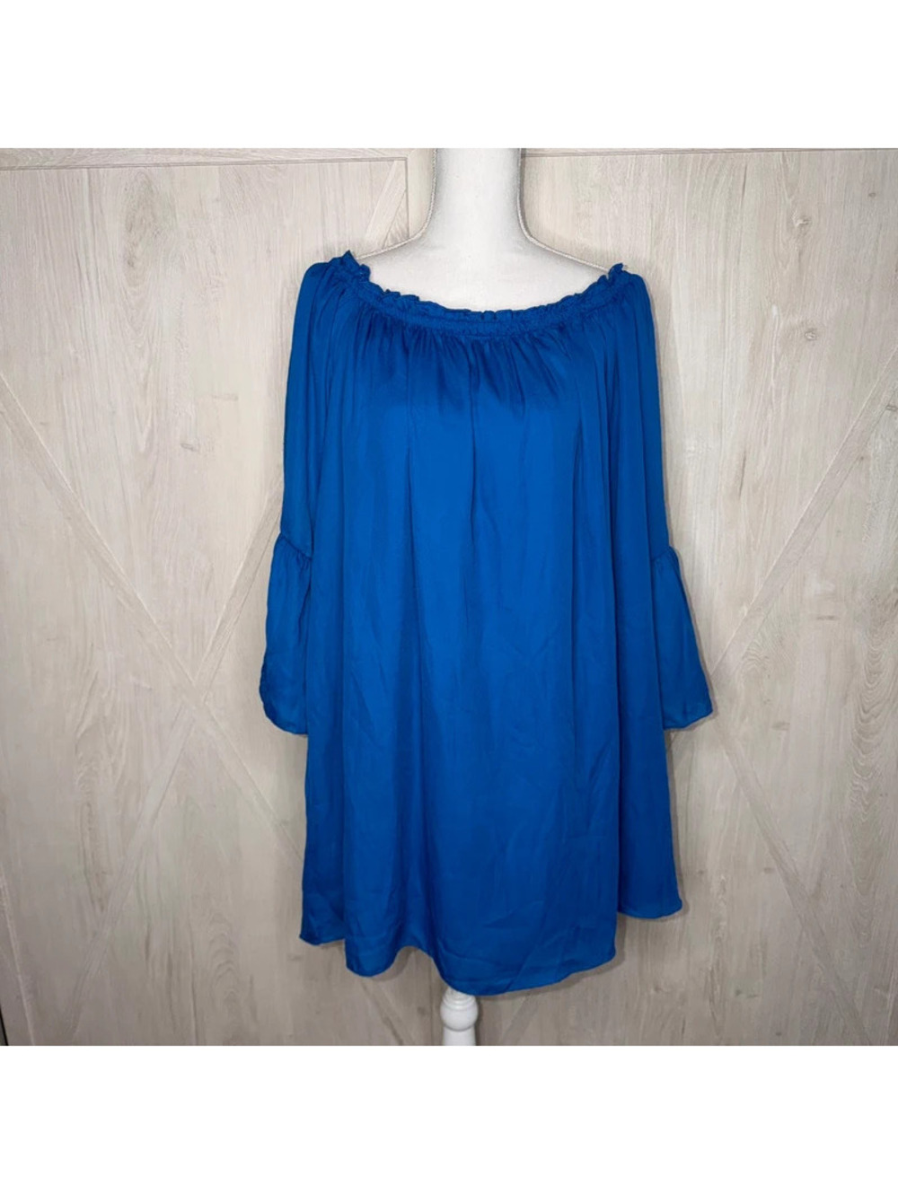 Zanzea Royal Blue Satin Boho Cold Shoulder Sleeve Plus Size XXXL 3xl Top Shirt